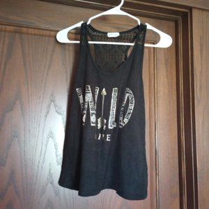 Face Kisses black tank with lace back, "Wild & Free"
